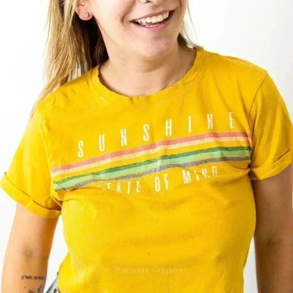 Vibe N' "Sunshine" Yellow Cropped Tee Shirt - Picture 6 of 6
